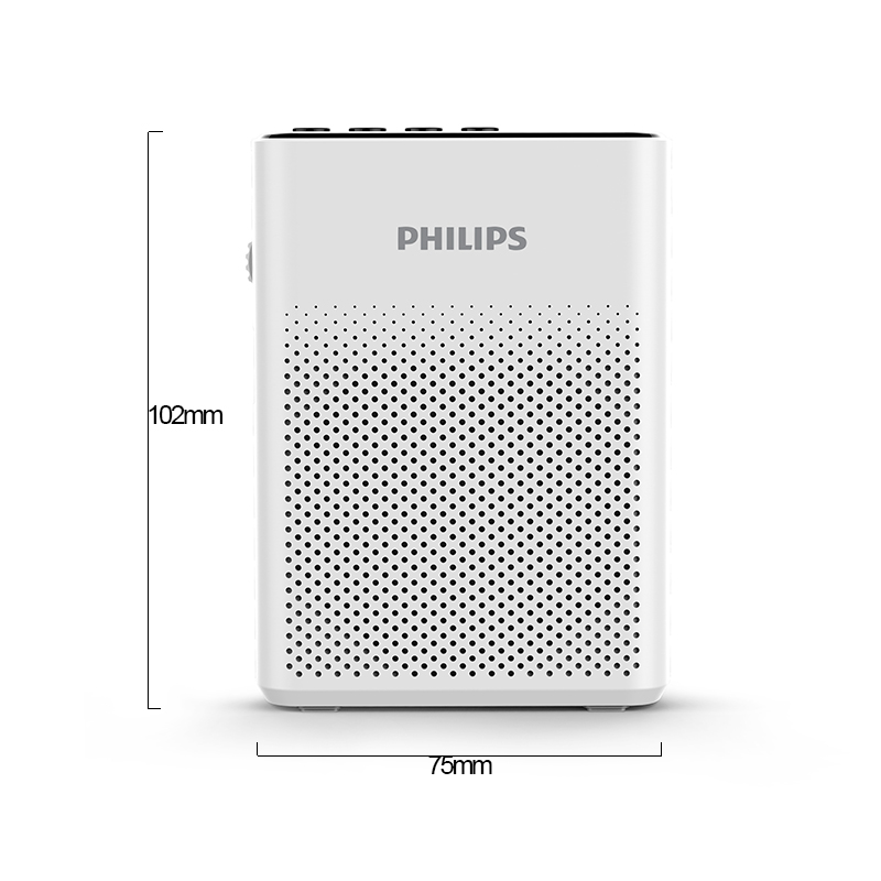 飞利浦(PHILIPS) 便携式喇叭扩音器小蜜蜂大功率教学专用导游腰挂扩音话筒腰麦插卡音箱播放器SBM200象牙白