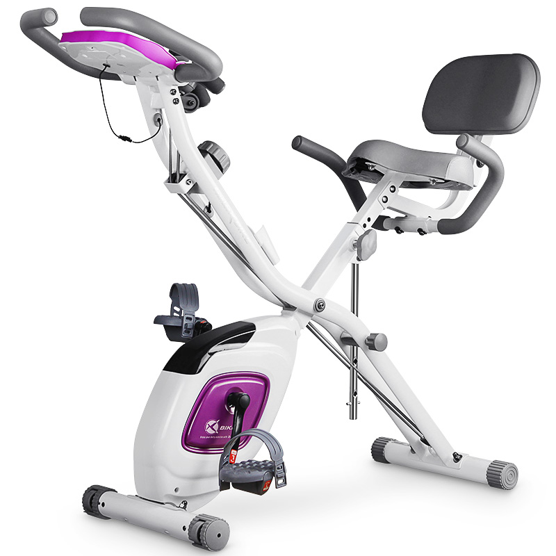 雷克（LEIKE）XBIKE动感单车 家用拉绳款磁控健身车 折叠室内健身器材 提臀器 塑身健腹美 BC23202白+紫