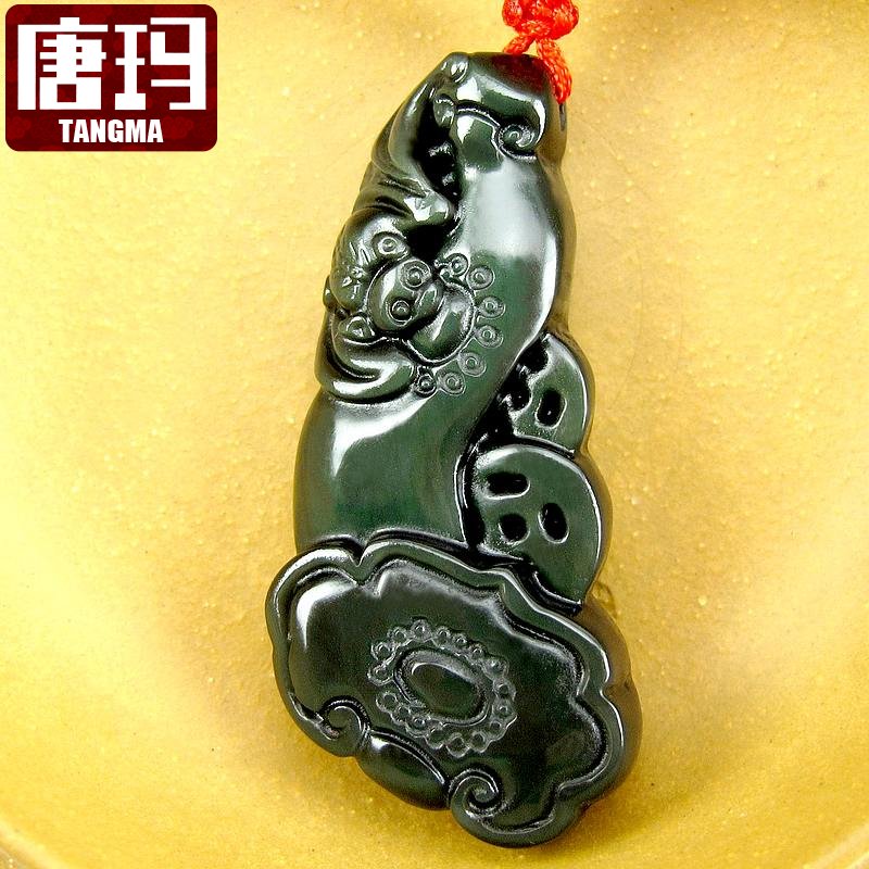 哈妮宝贝honeybaby 福在眼前彩虹眼黑曜石如意蝙蝠吊坠男女水晶项链唐