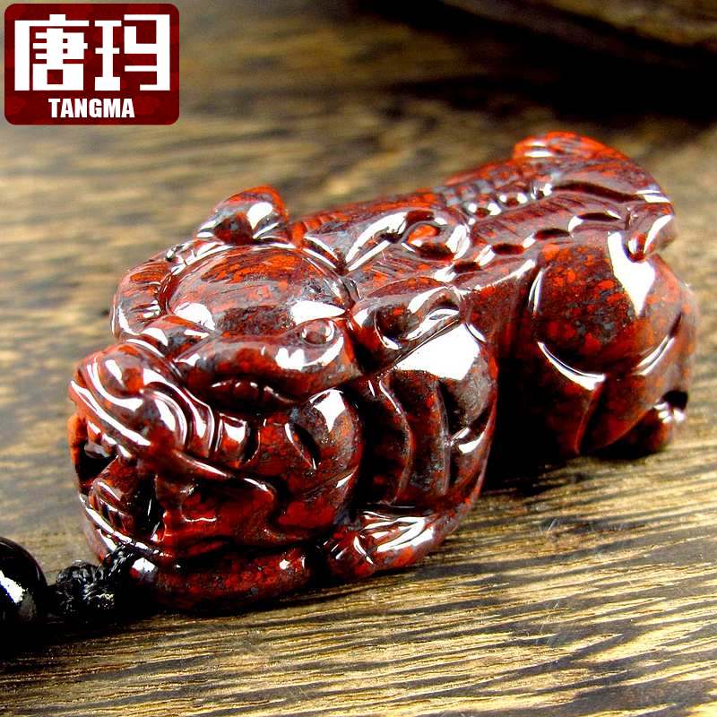 哈妮宝贝honeybaby满红血级桂林鸡血石貔貅吊坠男女鸡血玉朱砂玉石