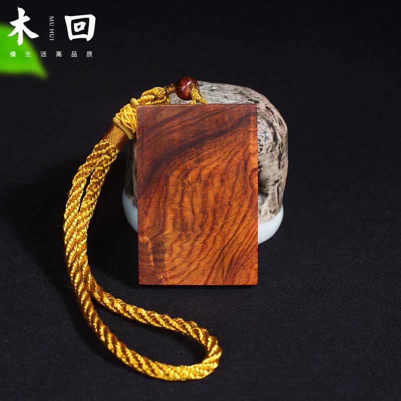 木回 越南黄花梨水波纹挂件饰品 文玩木雕手把件 461平安无事牌挂牌