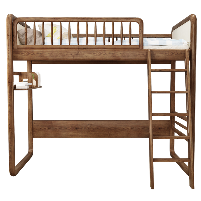 优漫佳 儿童床错位高低床实木上下床带衣柜书桌双层子母床北欧白蜡木安全弧 水性漆 仅 主架床 上铺床垫尺寸 1.2X1.9米