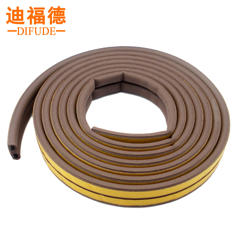 迪福德（DforD） DE I 型 門(mén)窗密封條門(mén)縫防風(fēng)保暖條酒店賓館房門(mén)防撞隔音發(fā)泡條 D型棕色 5米/包