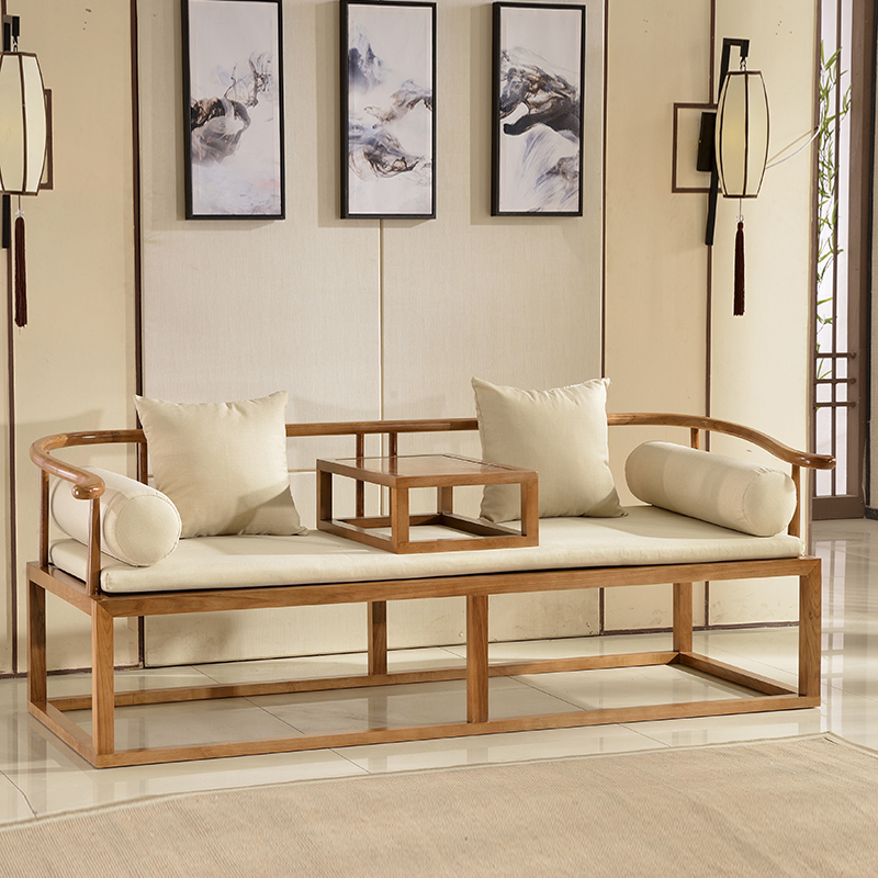一米风新中式禅意沙发组合客厅白蜡木实木家具整装现货 三人位
