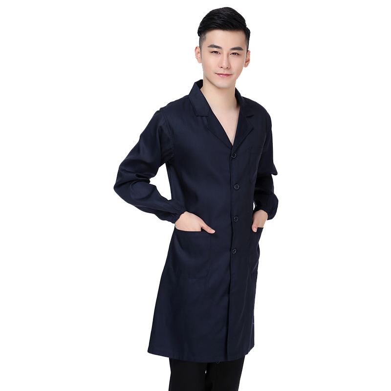 建超服饰春秋款蓝大褂工作服防尘服蓝色劳保大褂实验服搬运工罩衣大褂长款 黑藏青大褂工作服男款 M