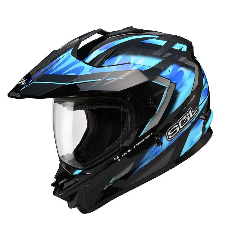 sol摩托车头盔男女复合式两用越野盔公路赛车全盔 四季拉力盔 极限黑