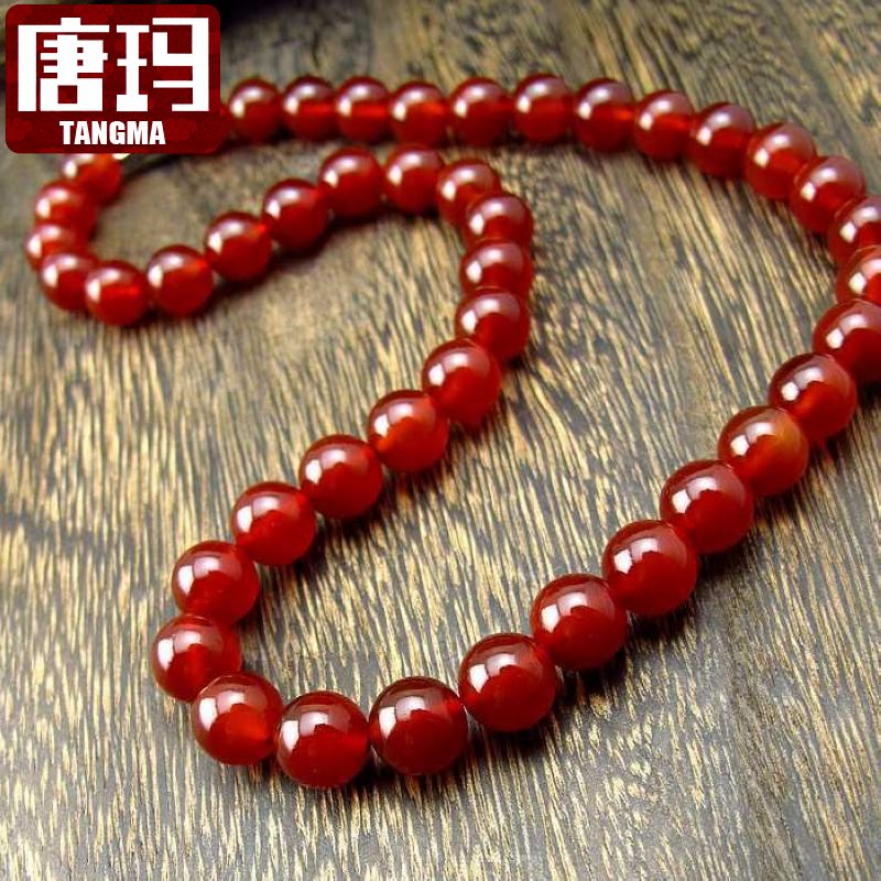 唐玛6-8-10-12mm天然红玛瑙项链女饰品礼品 单珠直径6mm