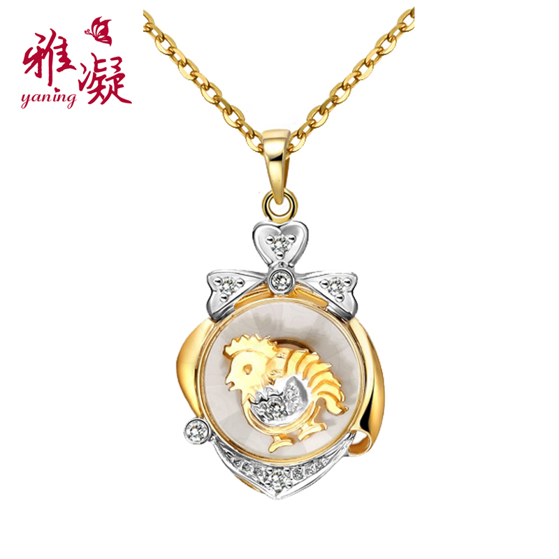 雅凝珠宝 定制款黄18k金钻石吊坠女生肖马 时来运转吊坠 可定其他生肖