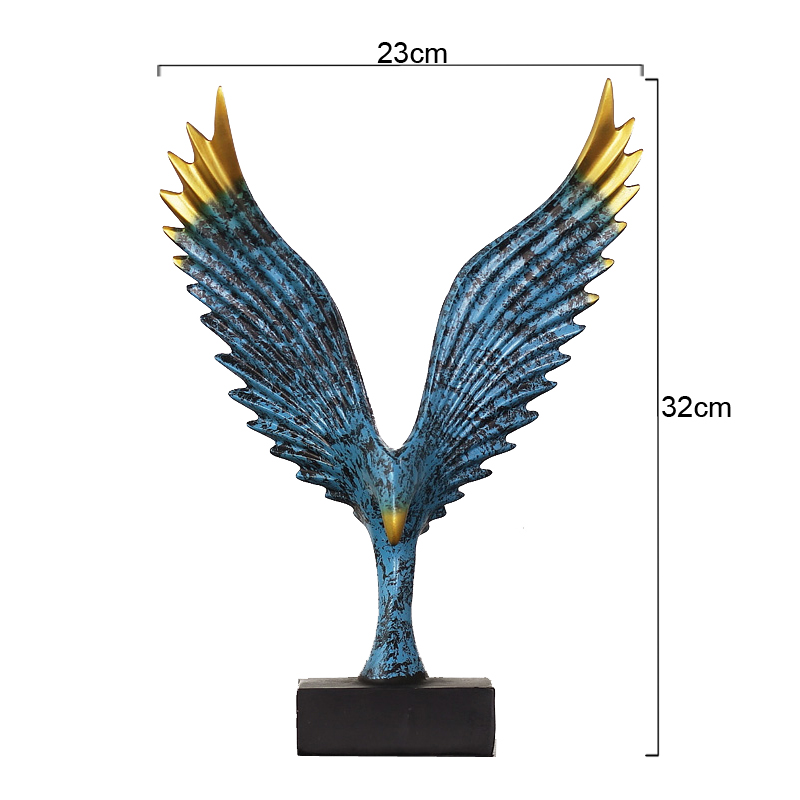 集思美 现代创意轻奢电视柜装饰摆件客厅组合工艺品办公室玄关酒柜摆设 大鹏展翅蓝色