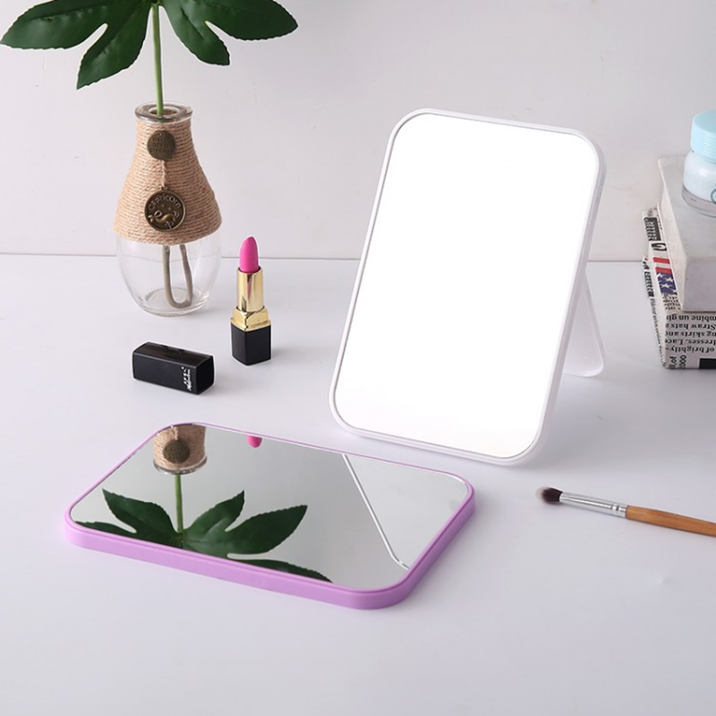 羽熠 糖果色化妆镜子台式简易梳妆镜方形可折叠镜子方便携带 颜色随机发 20.5*14*1.1cm