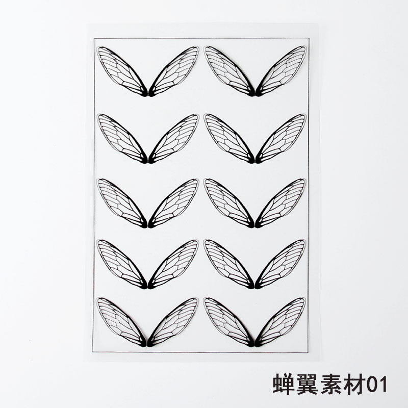 水晶滴胶素材 透明贴纸 蝴蝶 翅膀贴纸  彩色手机套贴纸 蝉翼素材01