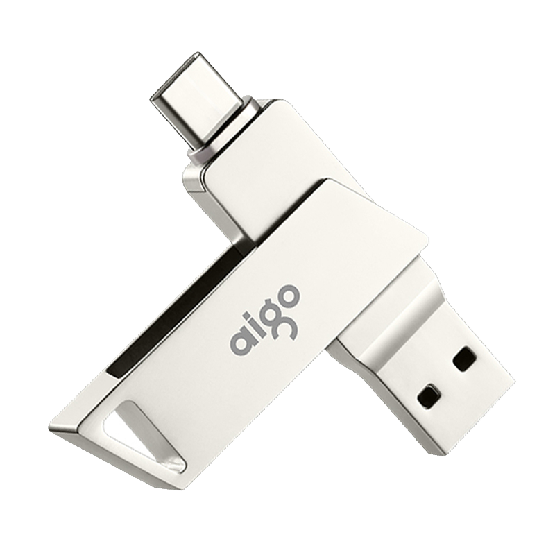 aigo 爱国者 U350 USB3.0U盘 银色 128GB USB/Type-C 双口