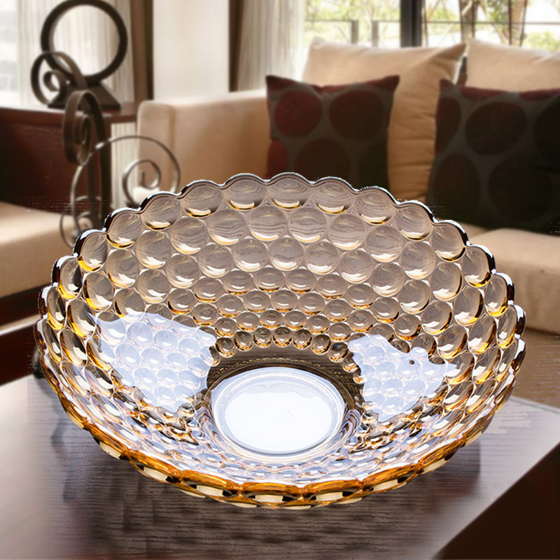 洁靓雅 欧式水晶玻璃果盘 现代客厅创意家用茶几碗 瓜子糖果干果水果盘子