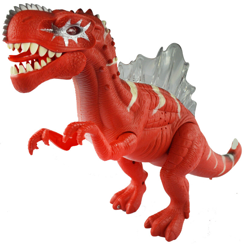 儿童恐龙玩具霸王龙模型套装 大号电动恐龙侏罗纪仿真动物3-6岁儿童玩具男孩生日六一儿童节礼物 6630棘背龙-红(电动走路脊背发光)