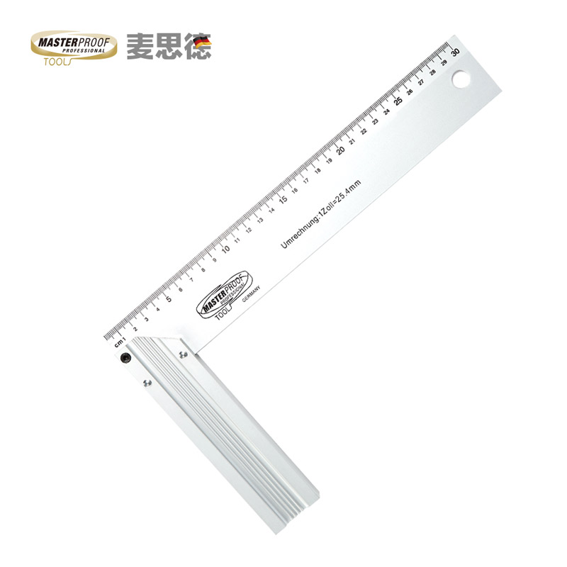 德国(masterproof) 铝合金直角尺 木工拐角尺子 90度角尺l型尺子直角