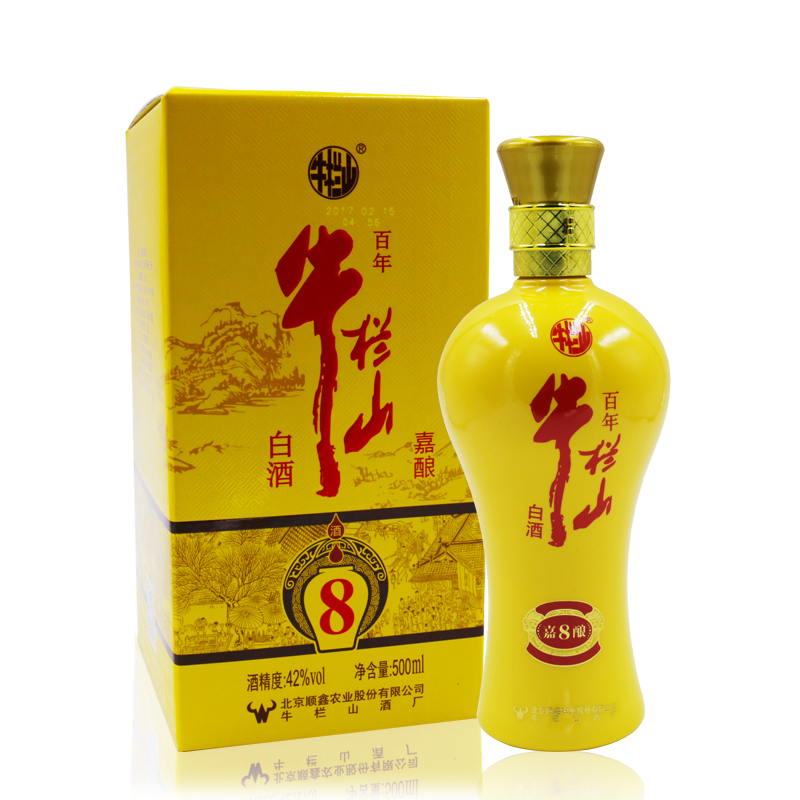 牛栏山百年牛栏山白酒嘉酿系列 42度8年嘉酿8浓香型盒装白酒500ml* 单