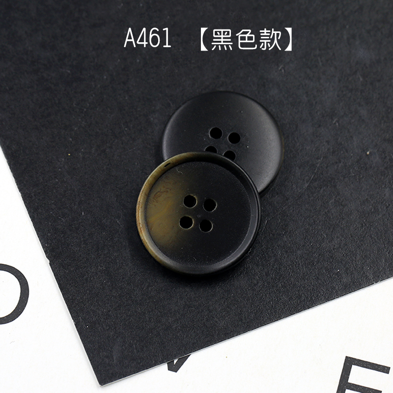 Fastso尚透社树脂扣合集纽扣扣子衣服圆形大衣扣毛衣开衫西服西装袖扣裤扣棕黑色钮扣树脂 A461【黑色】 15MM-10颗装