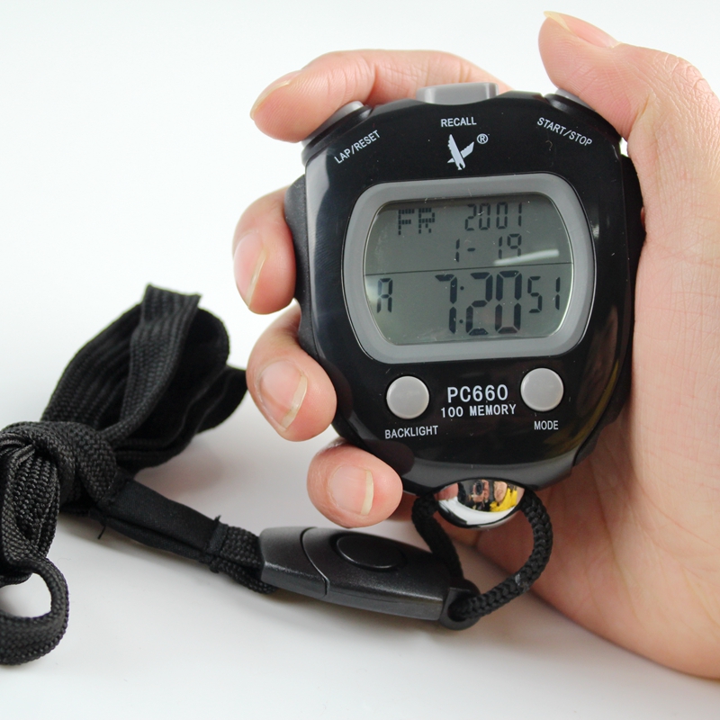 pc660秒表 夜光三排100段秒表 多功能电子秒表计时器