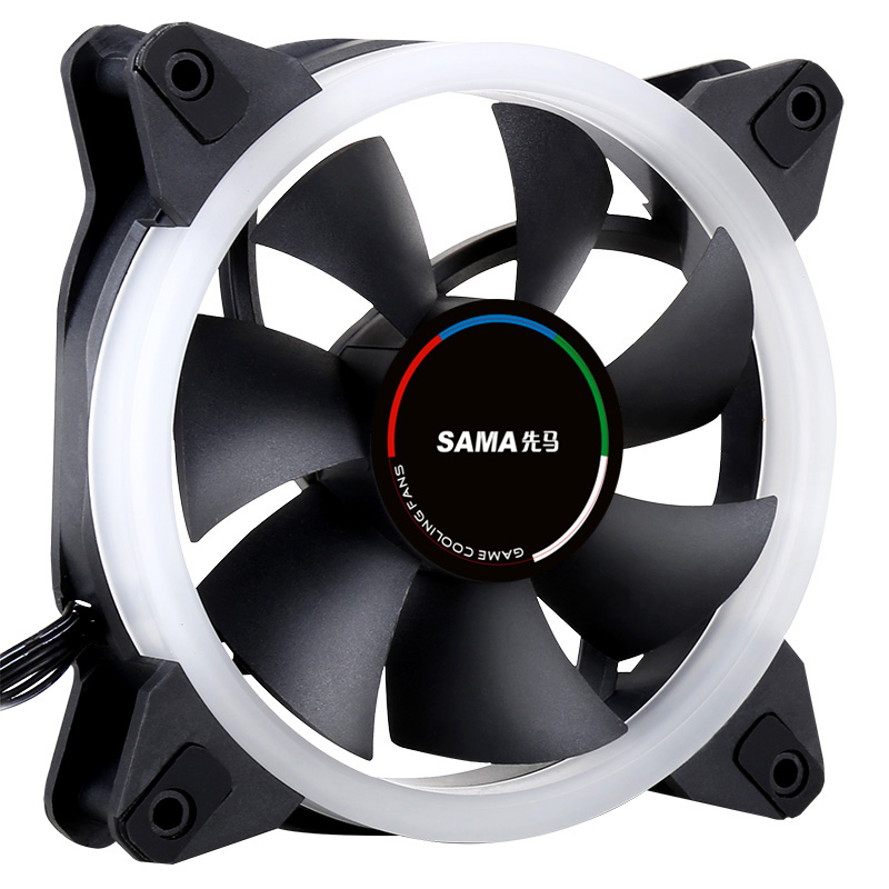 先马（SAMA）光环3 炫彩RGB机箱散热风扇（3把12cm风扇/多模式灯光/液压轴承/6Pin接口/带控制器）