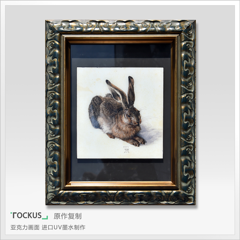 tockus 丢勒新古典玄关客厅装饰画世界名画兔子 大师丢勒 兔子 45*55c