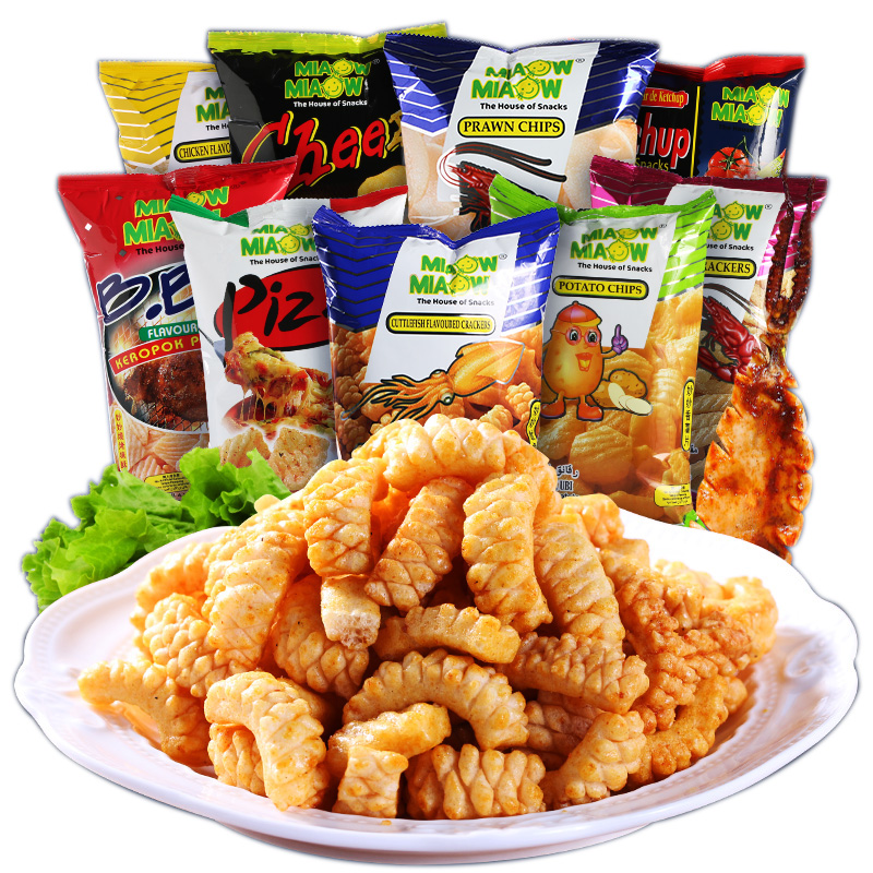 妙妙马来西亚进口秒秒鱿鱼卷虾味片酥60g膨化小零食 虾味片(50g)