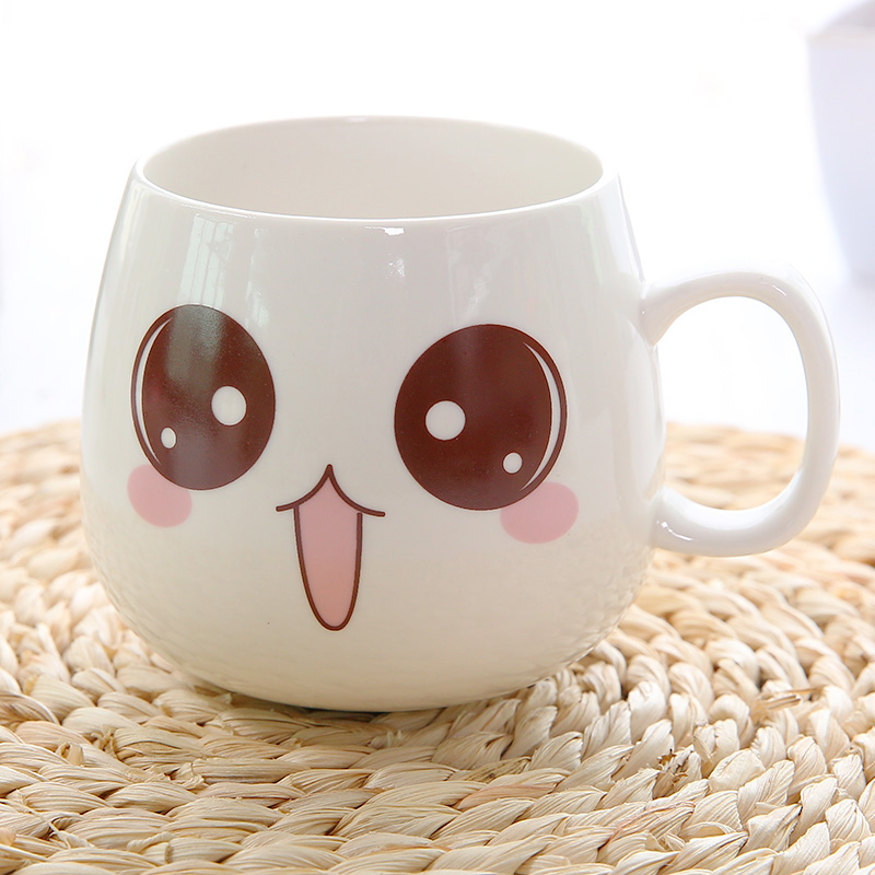 可爱情侣杯水杯 个性萌系黑咖啡牛奶杯表情杯 单杯喜悦表情
