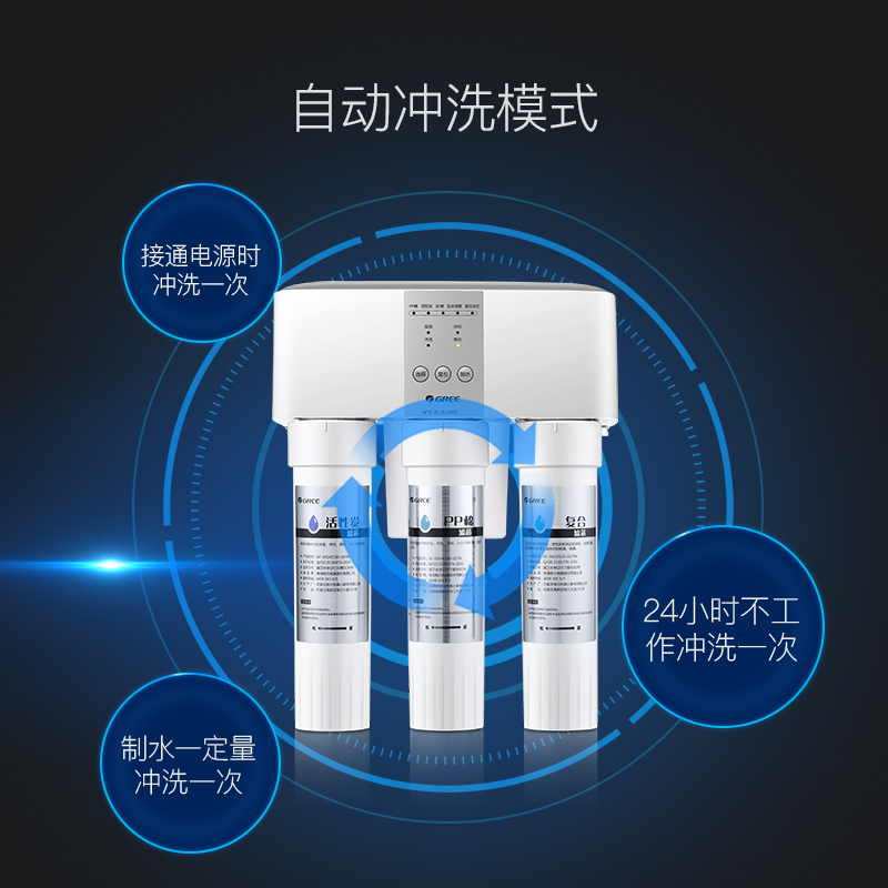 格力3年免换芯净水器家用直饮RO反渗透净水机厨房自来水过滤器WTE-PC16-5X608A