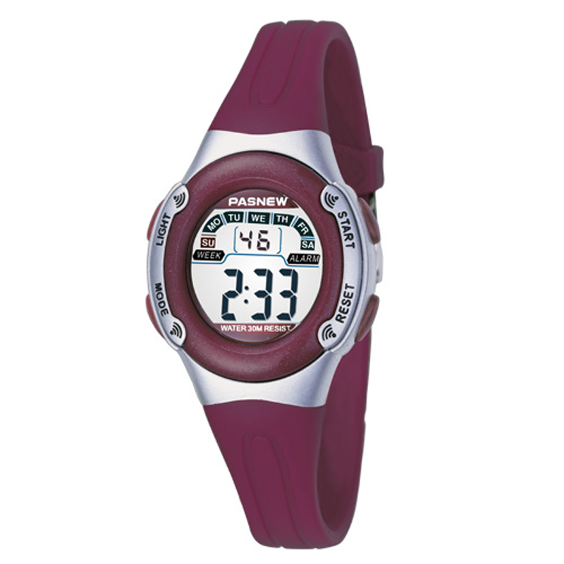 百圣牛(pasnew)儿童手表 女童女孩表 小巧学生计时手表防水夜光闹钟