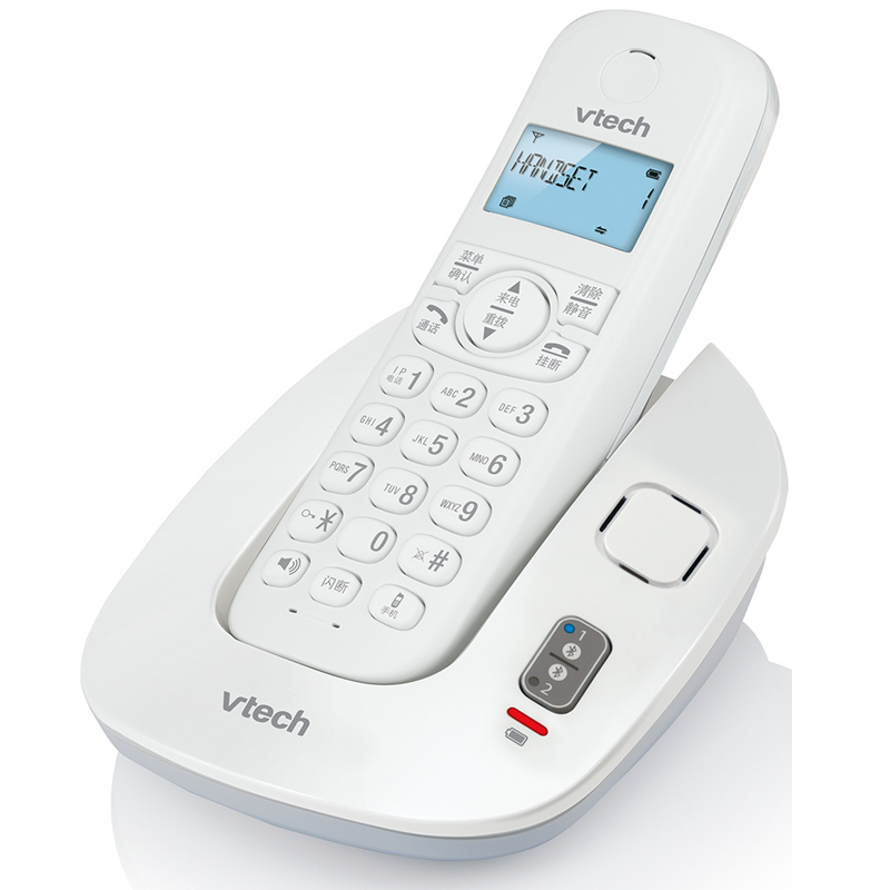 伟易达（Vtech）1610数字无绳蓝牙电话单机办公免提有线固话家用座机健康手机伴侣 白色