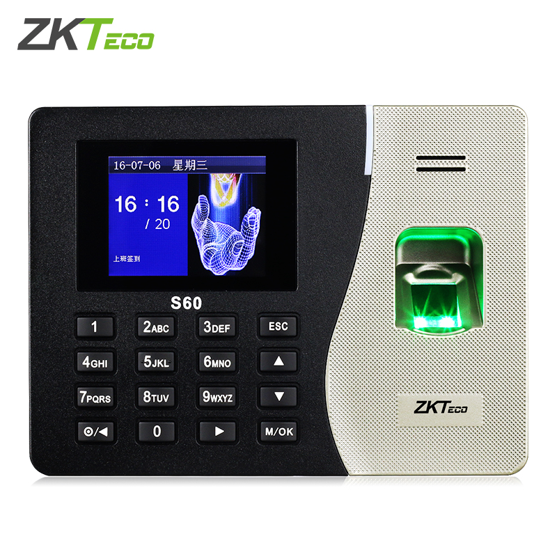 熵基科技（ZKTeco） S60PLUS 网络指纹识别考勤机上班打卡签到器 打卡机指纹考勤 黑色 标配 停电打卡