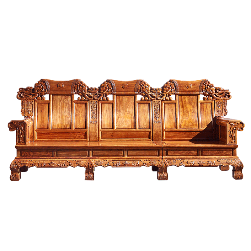 一舍 红木家具非洲花梨(学名:刺猬紫檀)实木沙发组合中式客厅别墅素面雕花明清仿古冬夏两用实木沙发古典 中奔(1+2+3+茶几+2边几+方几)生漆