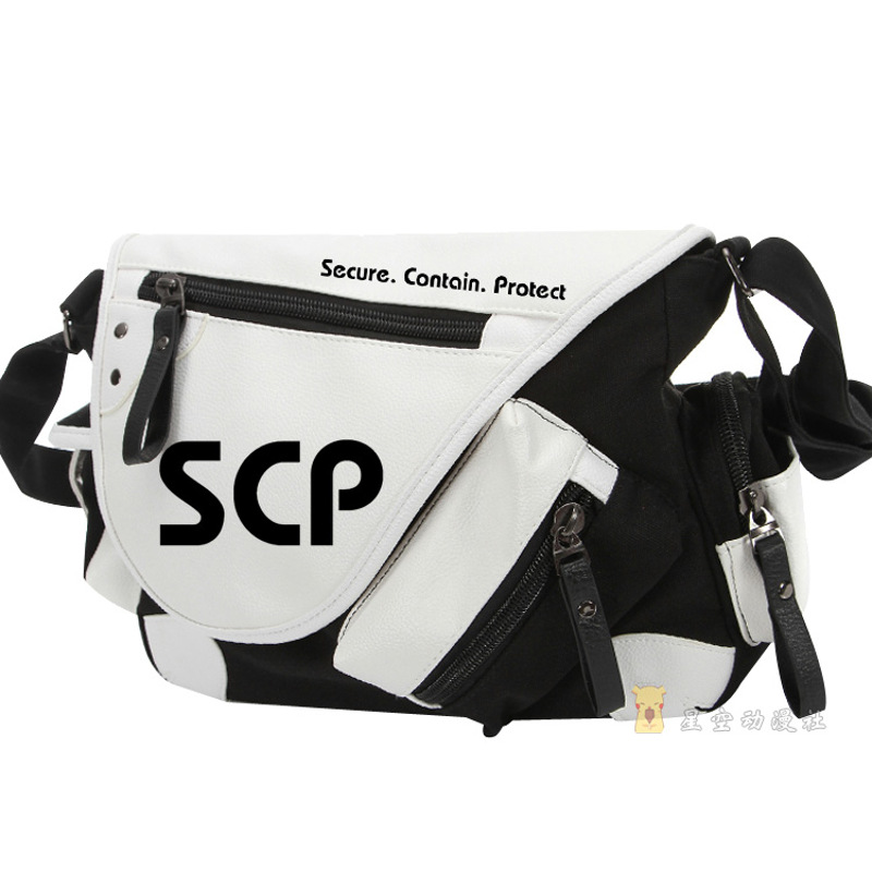SCP基金会周边斜挎包 动漫二次元男女书包帆布单肩背包 款2 约36*11*26厘米