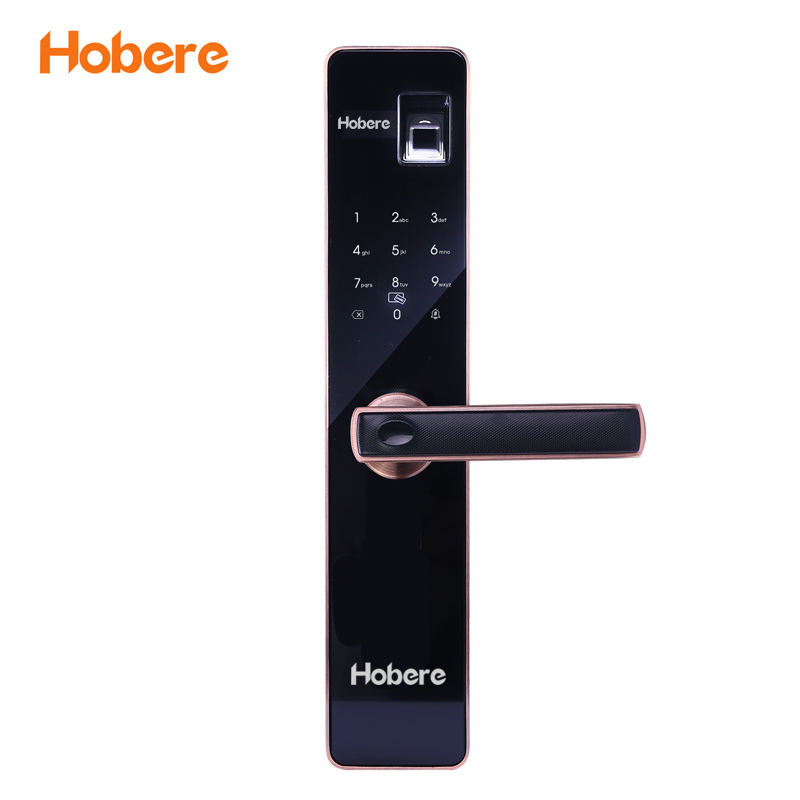 弘博汇 Hobere  C8 不锈钢指纹锁 家用指纹锁 电子锁 指纹密码锁 防盗门锁 不锈钢门锁 红古铜