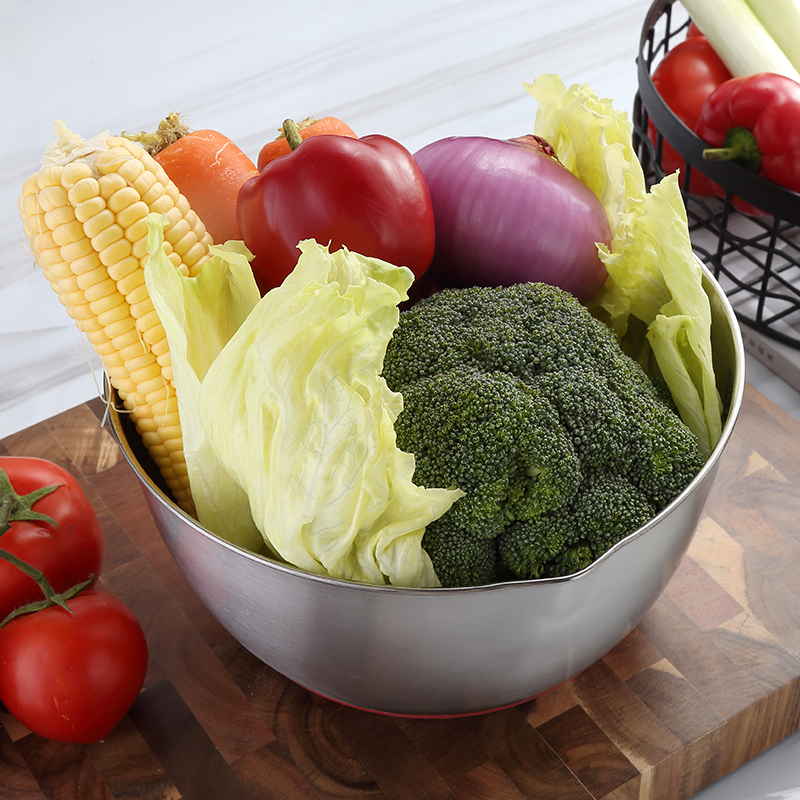 美厨(maxcook)304不锈钢盆沙拉盆 加厚调料盆洗菜盆和面盆味斗 压嘴