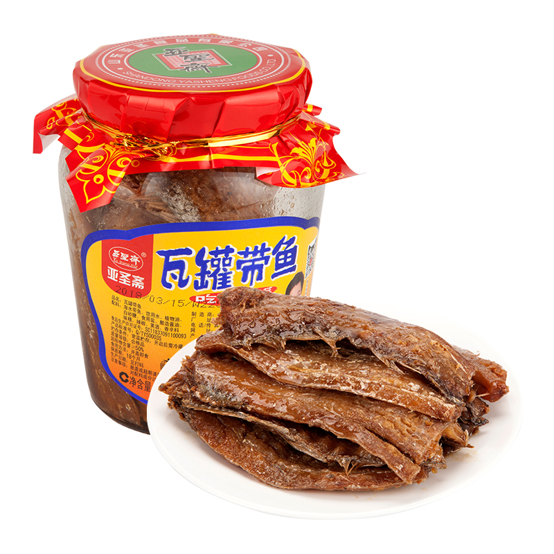 亚圣斋即食海鲜罐头净含量410g 瓦罐带鱼净含量410g每瓶