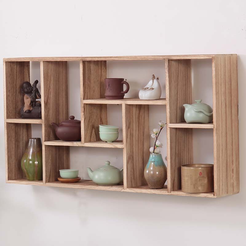 趣槐烧桐木紫砂壶挂墙古董架置物架收纳墙上茶具壁挂多宝阁展示架 42