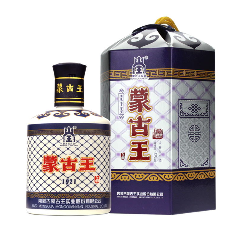 蒙古王高度白酒 浓香型 粮食白酒 52度 475ml 1瓶 高度蓝包