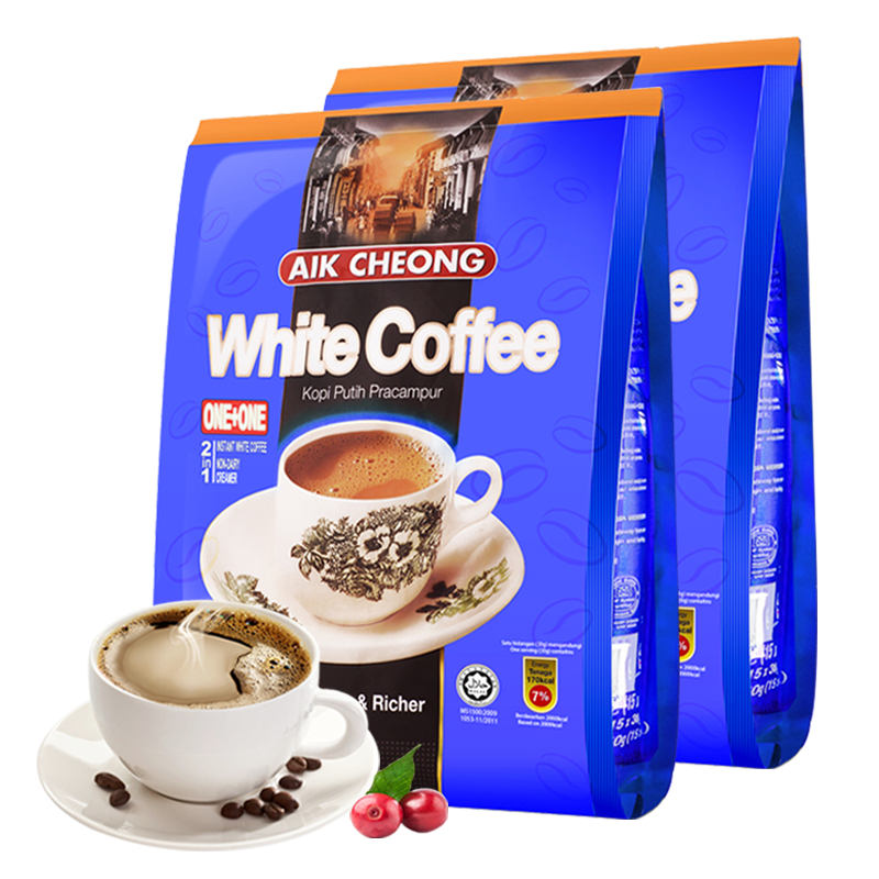 马来西亚原装进口益昌老街无蔗糖添加白咖啡450g二合一速溶咖啡粉15条*30g袋装 益昌二合一咖啡3袋【实发4袋】