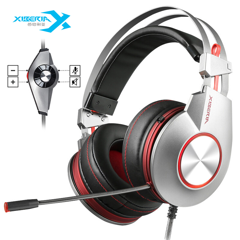 西伯利亚(XIBERIA)K5 电竞游戏耳机头戴式 电脑耳麦带麦  吃鸡耳机7.1声道 铁灰色
