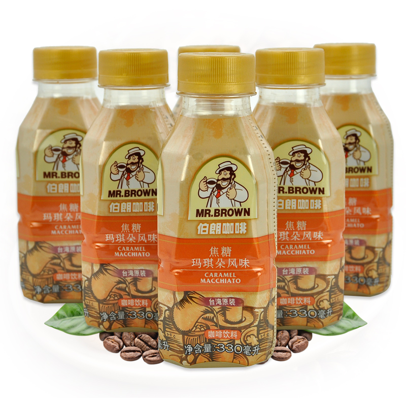 台湾伯朗咖啡 焦糖玛琪朵风味咖啡饮料 三合一即饮品330ml*6瓶装