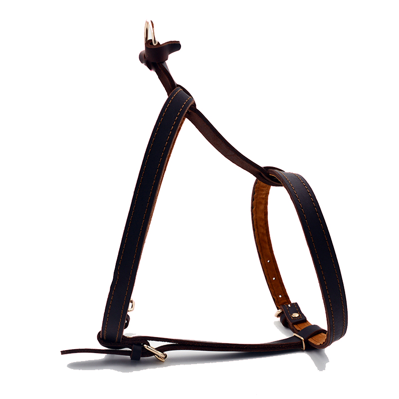 中大型狗背带金毛拉布拉多边牧防爆冲头层牛皮 深棕色:适合胸围60以内