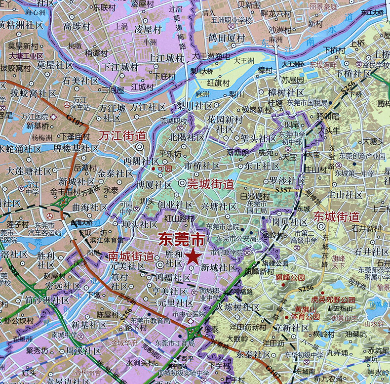 广东省东莞市地图挂图 约1.6*1.1米
