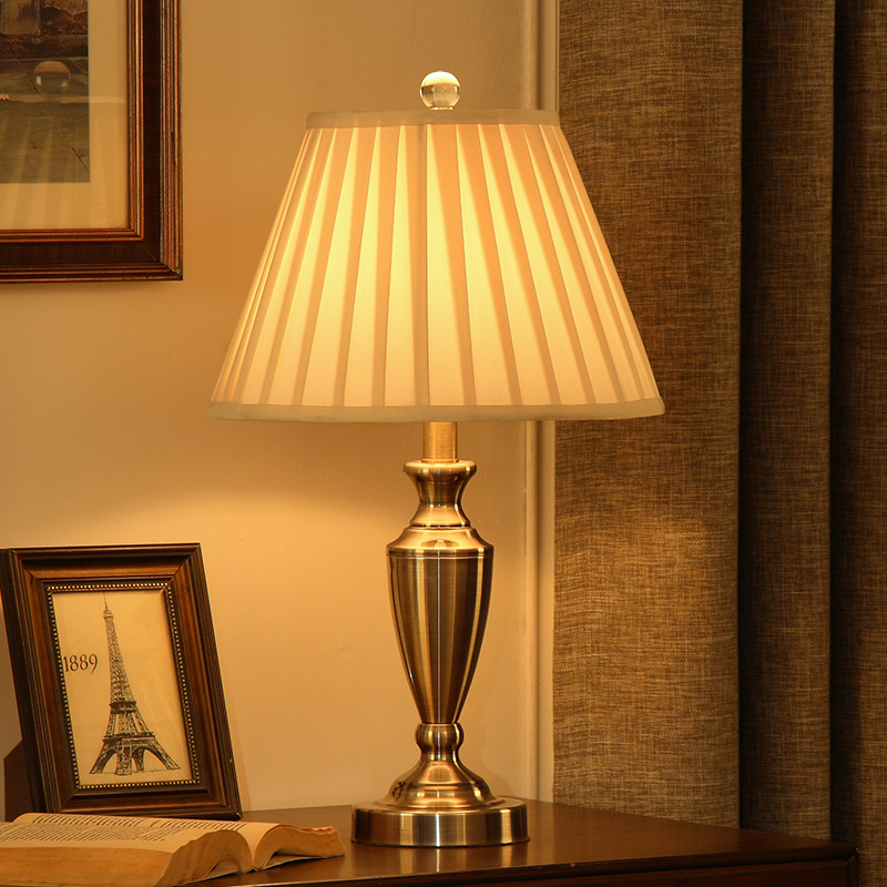 络曼（LUOMAN) 复古铜美式台灯卧室床头灯温馨欧式简约现代创意客厅书房装饰灯