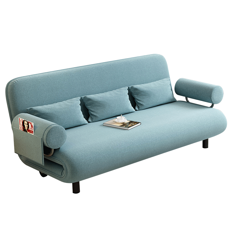 第一森林可折叠两用沙发床折叠床客厅小户型可拆洗沙发 【湖蓝色】===展开统一长度190CM 68CM长===折叠尺寸，1个抱枕