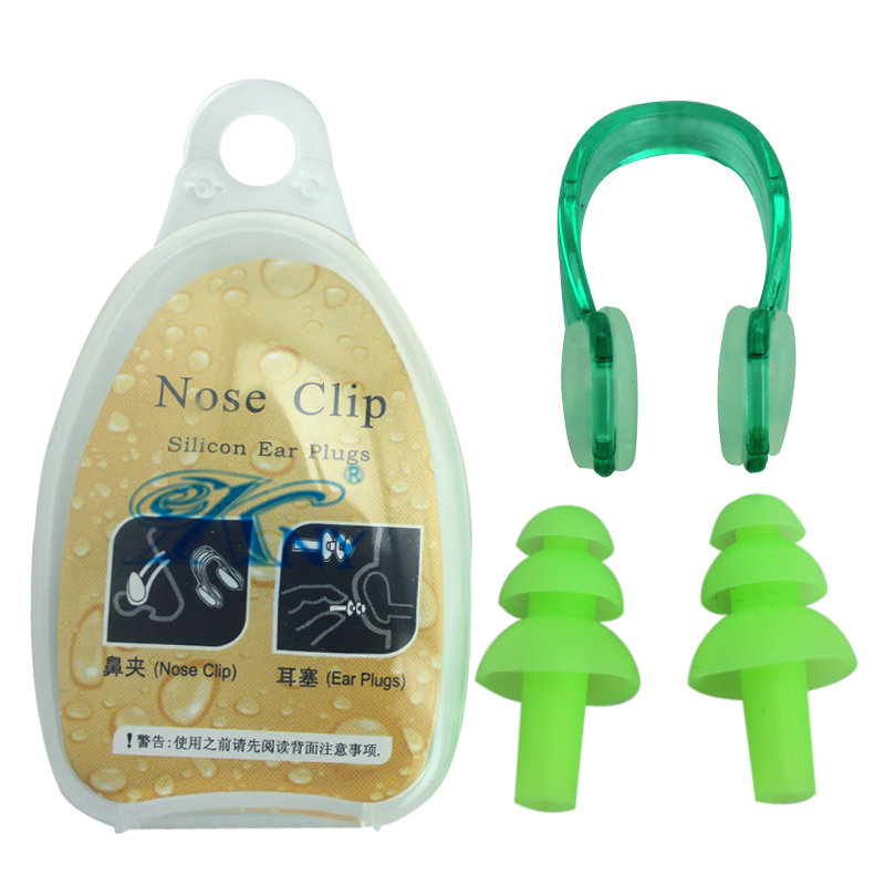 Nose Clip 游泳耳塞鼻夹套装 游泳眼镜助手 舒适 柔软 绿色