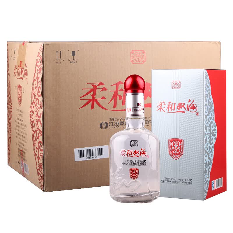 整箱六瓶装白酒 42度柔和双沟(银)450ml*6浓香型