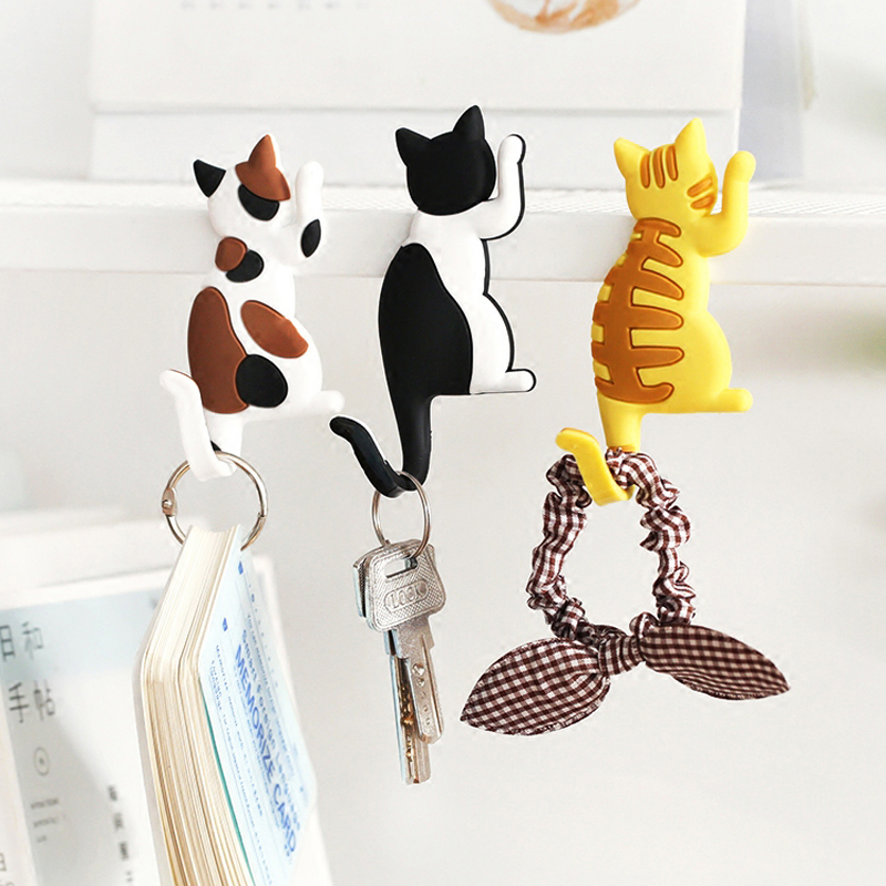 卡通创意挂钩贴 动物尾巴无痕粘钩冰箱贴磁贴  可爱动物立体软胶