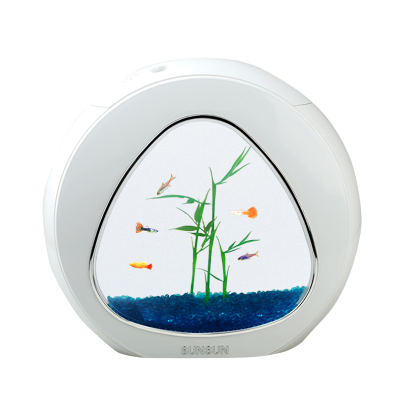 森森魚缸水族箱小型桌面創(chuàng)意茶幾金魚缸辦公室生態(tài)亞克力魚缸造景 冰雪白 YA-01 小魚缸送水草