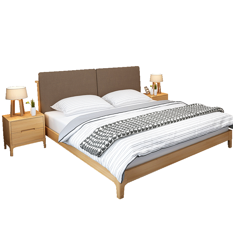 【秒】穗宝实木床 北欧简约双人床架1.8米主卧大床 素·雅木 180*200cm