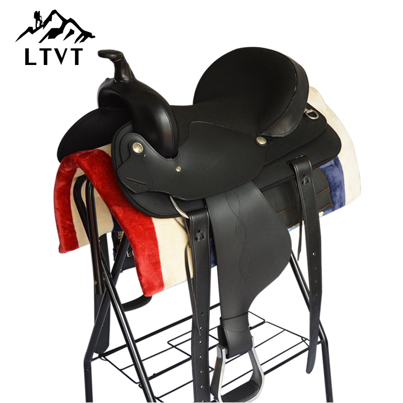 LTVT 马鞍子全套马具超纤教练综合鞍国产马高马矮马鞍具马术用品 黑色